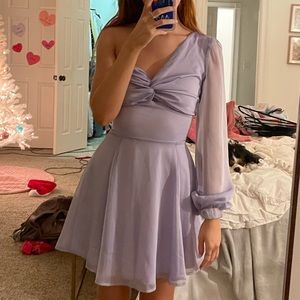 Lucy In The Sky Lavender One Sleeve Mini Dress